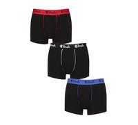 Pringle Mens Combed Cotton Trunks - Black, Multicolour, Plain, Logo Waistband, Stretchy, Label-less, 3 Pack Sizes S,M,L,XL Black/Red/White/Blue S