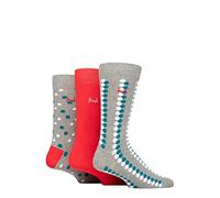 Pringle Mens Cotton and Recycled Polyester Patterned Socks Pack of 3 Spotted Lines Light Grey 7-11