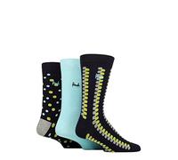 Pringle Mens Cotton and Recycled Polyester Patterned Socks Pack of 3 Spotted Lines Navy 7-11