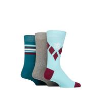 Pringle Mens Patterned Socks - Cotton and Recycled Polyester Socks Multipack of 3 Size 7-11 (7-11, Large Diamonds Blue/Teal)