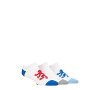 Pringle Mens Plain and Patterned Soft Cotton Secret Socks Pack of 3 Patterned and Plain Casual Trainer Socks (UK, Numeric, 7, 11, Regular, Regular, Logo White Blue/Grey/Light Blue)