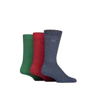 Pringle Mens Socks Gift Box - Soft Bamboo Leisure Socks, Plain, Ribbed, in Candy Cane Patterned Box, Christmas, Xmas Novelty, 3 Pair Multipack Size 7-11 Blue/Red/Green