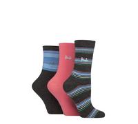 Pringle Womens Three Pack Jacquard Socks Charcoal Multi Stripe OS