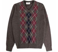 Pringle Of Scotland V Neck Argyle Jumper - Dark Brown - UTJ039-UAS3 VN