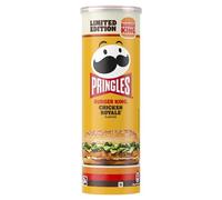 Pringles Burger King Chicken Royale Flavour Sharing Crisps 165g | Potato based sharing crisps in a resealable can, ideal snack for sharing at movie nights, BBQs , parties and get togethers