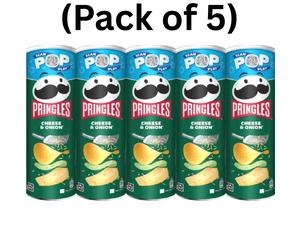 Pringles Cheese & Onion Potato Chips 165g Savory & Crunchy Crisps (Pack Of 5)