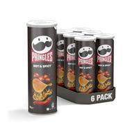 Pringles - Hot & Spicy Flavored Chips - 165 Grams x 6 Packs - Stackable Potato-Based Chips - Savory Snack with Spicy Taste - Resealable Container