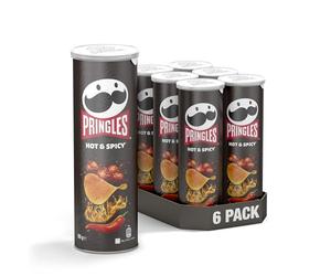 Pringles - Hot & Spicy Flavored Chips - 165 Grams x 6 Packs - Stackable Potato-Based Chips - Savory Snack with Spicy Taste - Resealable Container