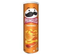 Pringles Paprika Sharing Crisps 185g | Potato based sharing crisps in a resealable can, ideal snack for sharing at movie nights, BBQs , parties and get togethers