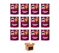 Pringles Potato Crisp Chips - Original, Lunch Snacks, On-The-Go, Grab n' Go Snacks | Variety Crunchy Flavour Snack Kids & Adults, Portable Stackable Resealable Can (Pack of 12, Texas BBQ 40g)