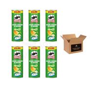 Pringles Potato Crisps - Grab & Go Lunch Snacks | Crunchy, Portable & Resealable Container | Perfect for Kids & Adults, Sharing Crisps (Sour Cream & Onion - 165g x 6Pack)