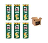 Pringles Potato Crisps - Grab & Go Lunch Snacks | Crunchy, Portable & Resealable Container | Perfect for Kids & Adults, Sharing Crisps (Cheese & Onion - 165g x 6Pack)