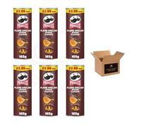 Pringles Potato Crisps - Grab & Go Lunch Snacks | Crunchy, Portable & Resealable Container | Perfect for Kids & Adults, Sharing Crisps (Flame Grilled Steak - 165g x 6Pack)
