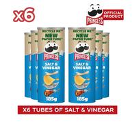 Pringles Salt & Vinegar Flavour Crisps Sharing Tub 185g, 6 pack