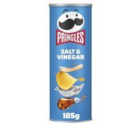 Pringles Salt & Vinegar Sharing Crisps 185g | Potato based sharing crisps in a resealable can, ideal snack for sharing at movie nights, BBQs , parties and get togethers