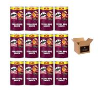 Pringles Smokey Bacon Flavour Crisps Sharing Tube - Savoury Smoky Bacon Potato Crisps with Iconic Crunch, Resealable Can for Parties, Movie Nights | (Pack of 12, Texas BBQ 70g)