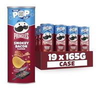 Pringles Smokey Bacon Flavour Sharing Crisps 19 x 165g (Pack of 19) | Potato based sharing crisps in a resealable can, ideal snack for sharing at movie nights, BBQs , parties and get togethers