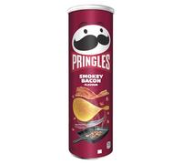 Pringles Smokey Bacon Sharing Crisps 185g | Potato based sharing crisps in a resealable can, ideal snack for sharing at movie nights, BBQs , parties and get togethers