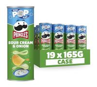 Pringles Sour Cream & Onion Sharing Crisps 19 x 165g (Pack of 19) | Potato based sharing crisps in a resealable can, ideal snack for sharing at movie nights, BBQs , parties and get togethers