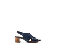 Moda in Pelle Women's Prinia Navy Leather Block Heeled Sandals 6