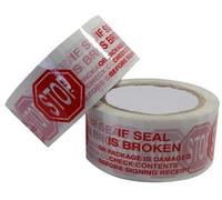 Prinko 6 Rolls Stop Sign Sealing Tape - 2 Inch x 110 Yards Pre-Printed Packing Tape-IF Seal is Broken Check Contents Before Accepting 2.0 Mil Thick, Red/White, for Packaging, Shipping,