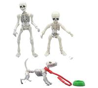 Prinomorㅤ 3pcs Cute Fashion Design Mr. Bones Mini Pose Skeleton Model Decorations with Dog Micro Landscape Figurines Mini Action Figure Collectible (3pcs Skull)