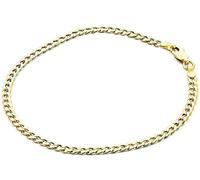 PRINS JEWELS 18 Carat 750 Yellow Gold Curb Chain Bracelet Width 4.40 mm Unisex, 21 centimeters, Gold