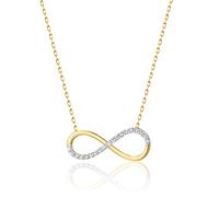 PRINS JEWELS 9 Carat 375 Gold Necklace with Cubic Zirconia Infinity Pendant, Gold, Cubic Zirconia
