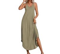 PrinStory Dresses For Women Summer Autumn Causal Loose Knit Polka Dot Print Long Tank Women Dresses (Army Green, S)