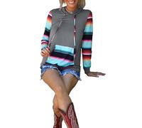 PrinStory Ladies Hoodies Pullover Sweatshirt Spring Autumn Winter Casual Long Sleeve Tops With Pockets (Gray, 3XL)