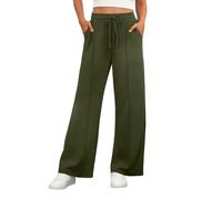 PrinStory Ladies Stretchy Work Office Trousers Elasticated Waist Straight Leg Casual for Women UK Yoga Pants with Pockets (Army Green, XXL)
