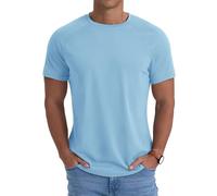 PrinStory Men's Lightweight Short Sleeve T-Shirt Quick Dry Workout Running Athletic Tee Shirt Tops (Little Blue,S)