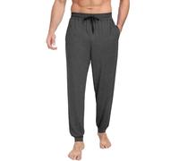 PrinStory Mens Pyjama Bottoms Knit Pjs Bottoms Soft Men Pyjama Pants Comfy Lounge Pants With Pockets Pyjamas Trousers (Dark Grey, XL)