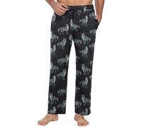 PrinStory Mens Pyjama Bottoms Long Drawstring Pajama Pants Wide Leg Lounge Pants Elasticated Waist Pj Bottoms With Pockets (Big Wolf, XL)