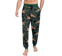 PrinStory Mens Pyjama Bottoms Pjs Bottoms Soft Lounge Pants With Pockets Pyjamas Trousers Knit Comfy Pjs Pants UK 10-12 (Black Panther, M)