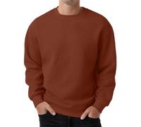 PrinStory Mens Sweatshirts Long Sleeve Pullover Textured Round Neck Warm Jumper Tops With Ribbed Hem (Dark Brown, 3XL)