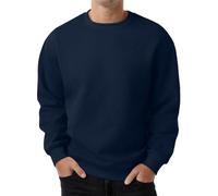 PrinStory Mens Sweatshirts Long Sleeve Pullover Textured Round Neck Warm Jumper Tops With Ribbed Hem (Navy Blue, XL)