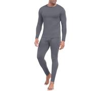 PrinStory Mens Thermal Underwear Thermals Top And Bottoms Long Sleeve Tops Long Johns Crew Neck Base Layer Winter Warm Underwear Set (Dark Gray, XL)