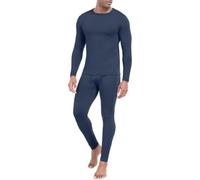 PrinStory Mens Thermal Underwear Thermals Top And Bottoms Long Sleeve Tops Long Johns Crew Neck Base Layer Winter Warm Underwear Set (Denim Blue, XL)