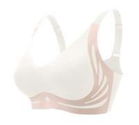 PrinStory Non Wired Bras For Women Push Up Bralettes For Women With Support Full Coverage Wireless Padded Ladies Bra (Beige, L)