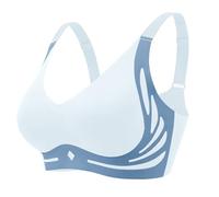 PrinStory Non Wired Bras For Women Push Up Bralettes For Women With Support Full Coverage Wireless Padded Ladies Bra (Light Blue, L)