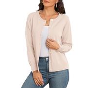 PrinStory Short Cardigans For Women Causal Elegant Sweater Women'S Open Front Knit Jumpers Cardigans Warm Long Sleeve Tops Knitwear (Apricot, Medium)