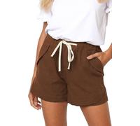 PrinStory Women Short Casual Summer Loose Drawstring Ladies Short Knit Lightweight Solid Color Shorts For Women (Khaki, XXL)