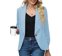 PrinStory Women's Casual Blazer Business Attire Lightweight Fitted Jackets Professional Clothing For Women (Grey Blue, 8-10)