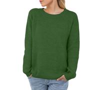 PrinStory Womens Crew Neck Jumpers Long Sleeve Tops Jumper Women Uk Casual Knit Pullover Warm Autumn Winter Sweater (Forest Green, M)