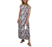 PrinStory Women's Maxi Dress With Pockets Cap Sleeves Summer Dresses For Ladies Casual Lightweight Sundress Beach Wear (Dark Blue Palm Leaf,XL)