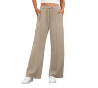 PrinStory Yoga Pants for Women Stretchy Office Work Trousers Elasticated Waist Ladies Straight Leg Pull On Trousers with Pockets (Coffee Grey, M)