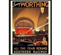 Print 1 1 sunny worthing travel poster