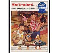 Print 1 15 pabst blue ribbon beer bowling 1950