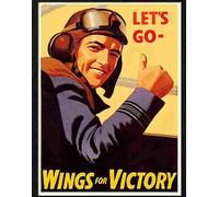 Print 1 2 war poster 1940s lets go wings for victory